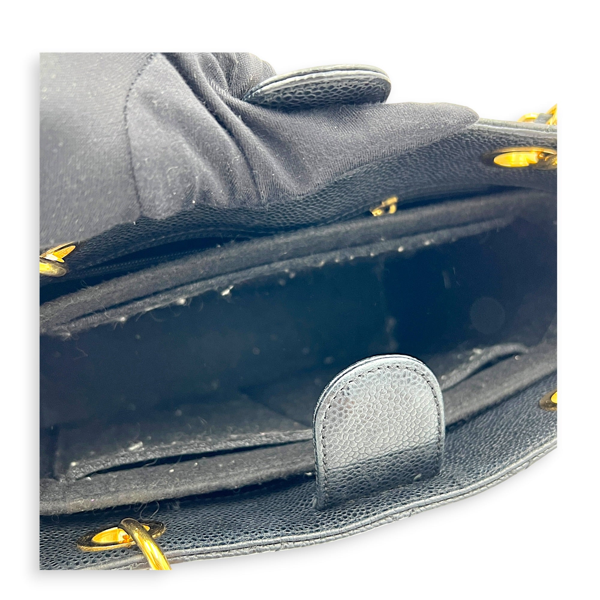 PST Tote Bag Black in Caviar Leather, Gold hardware