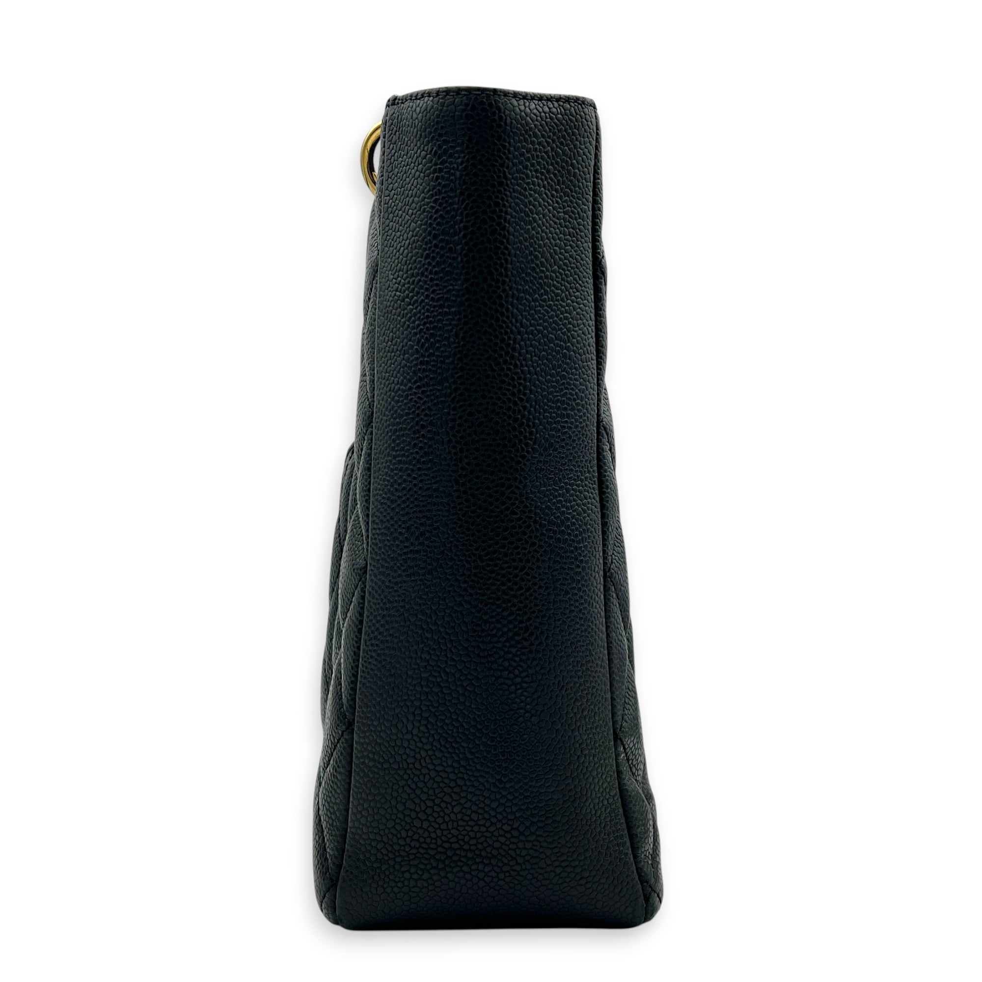 PST Tote Bag Black in Caviar Leather, Gold hardware