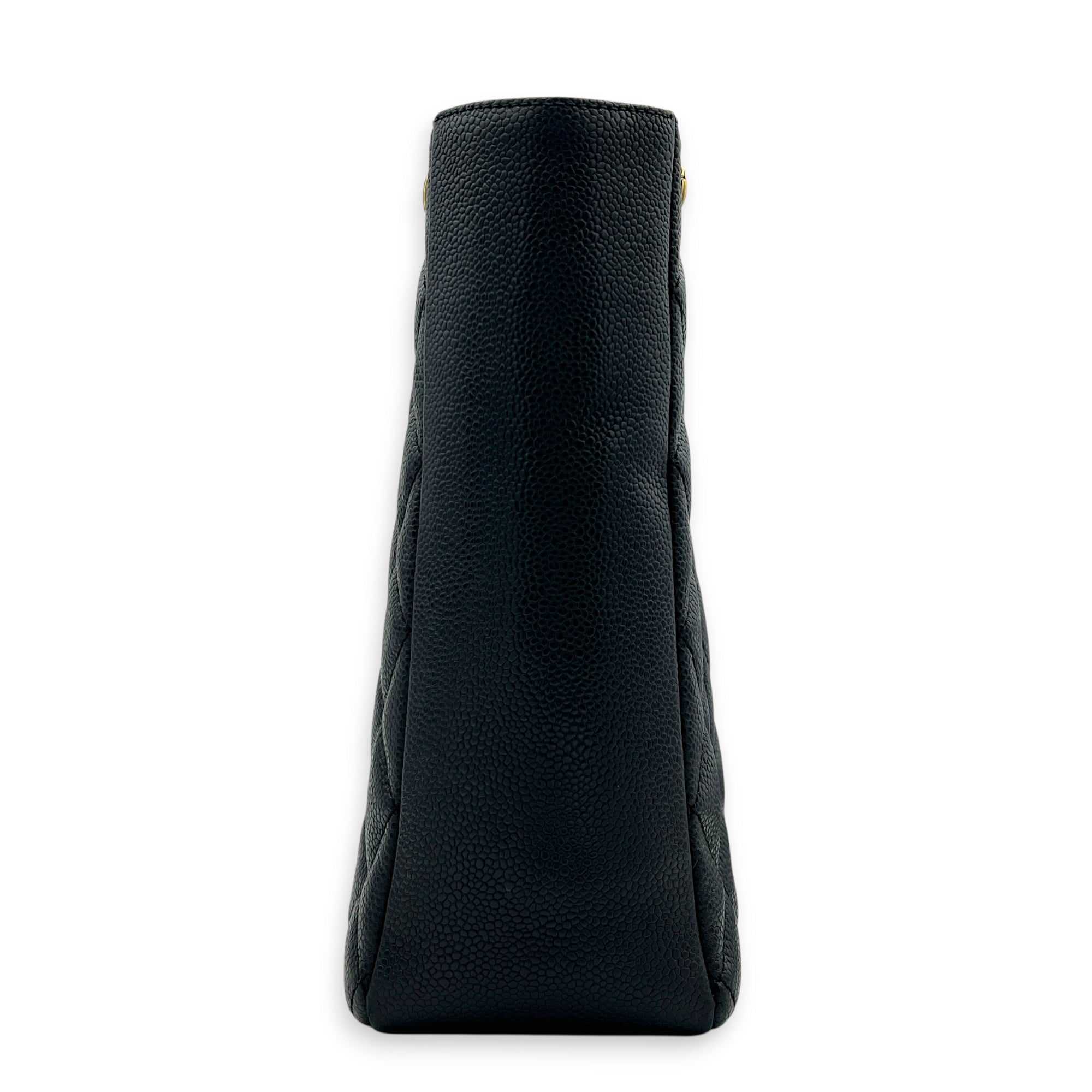 PST Tote Bag Black in Caviar Leather, Gold hardware