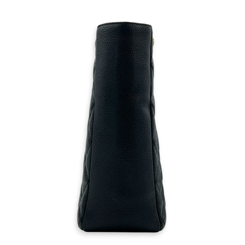 PST Tote Bag Black in Caviar Leather, Gold hardware