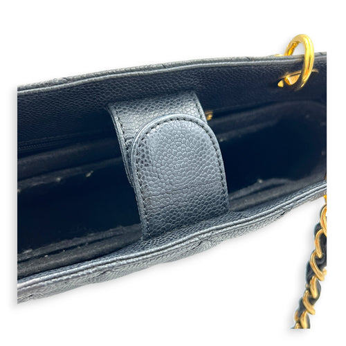 PST Tote Bag Black in Caviar Leather, Gold hardware