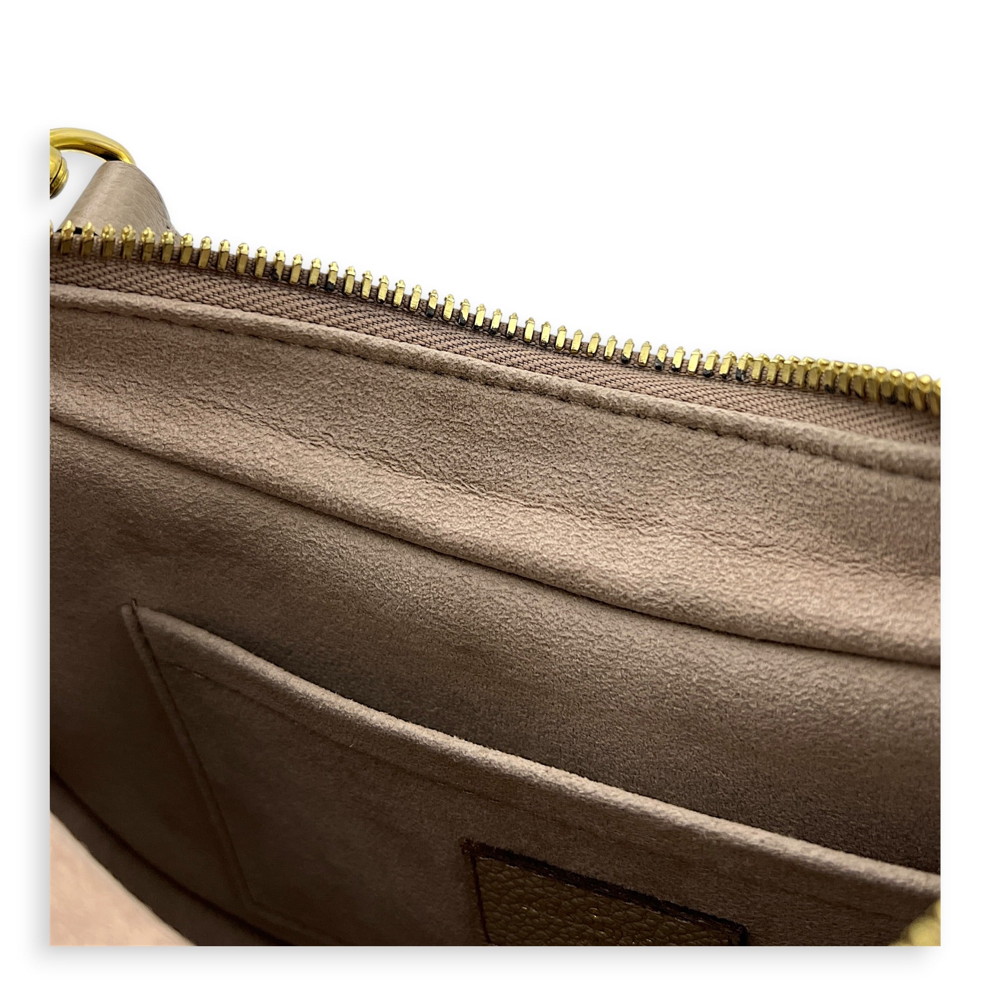 Bagatelle Shoulder Bag Tourterelle in Monogram Empreinte Leather, Gold hardware