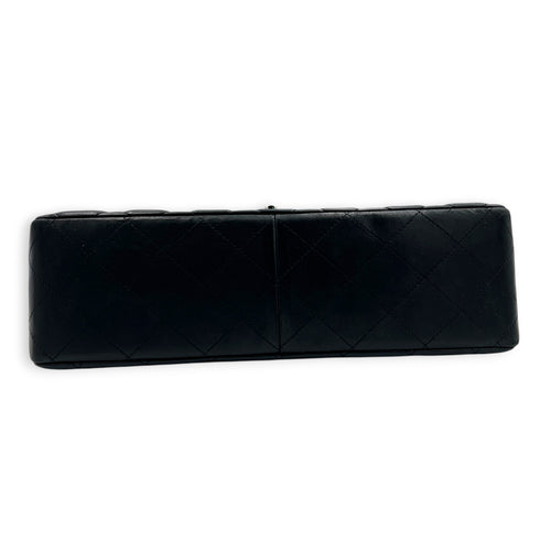 Classic Single Flap Jumbo Black Shoulder Bag in Lambskin, Silver hardware