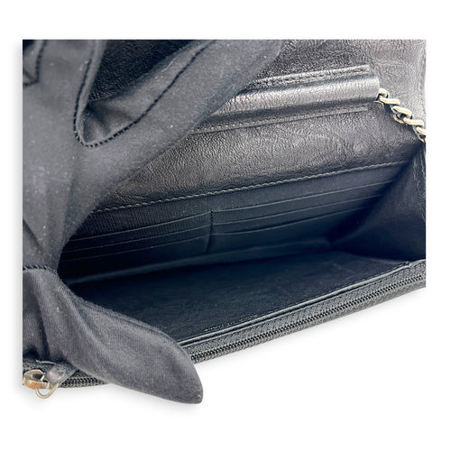 CC Studs Wallet On Chain Black in Calfskin, Silver hardware