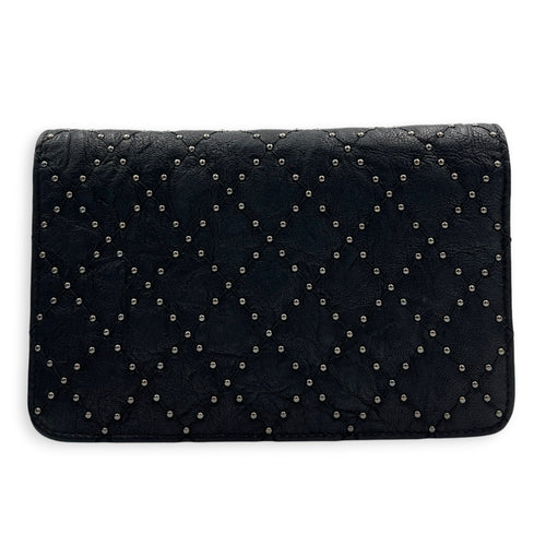 CC Studs Wallet On Chain Black in Calfskin, Silver hardware