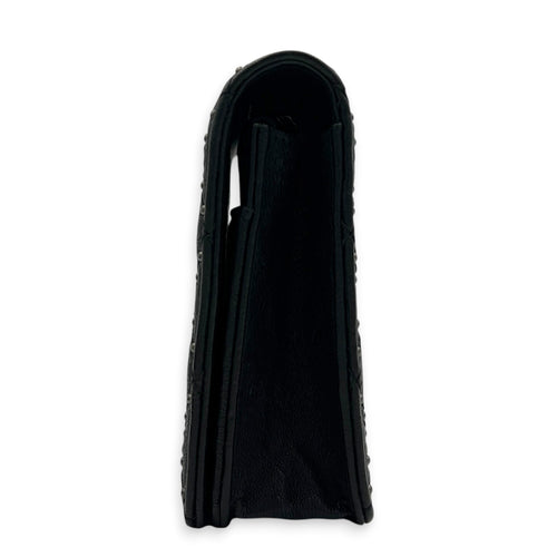 CC Studs Wallet On Chain Black in Calfskin, Silver hardware