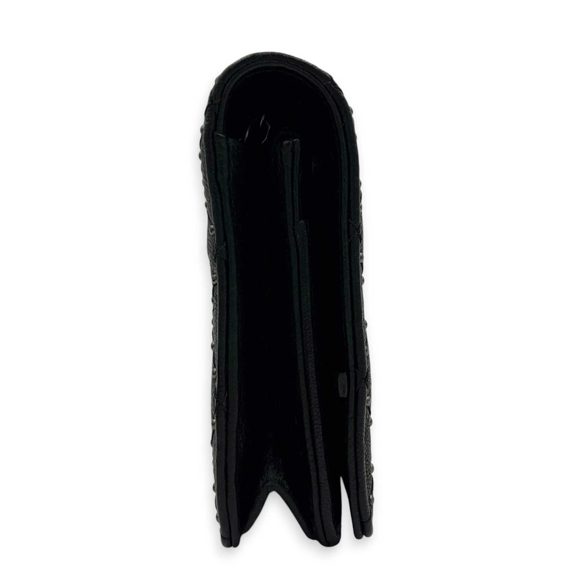 CC Studs Wallet On Chain Black in Calfskin, Silver hardware