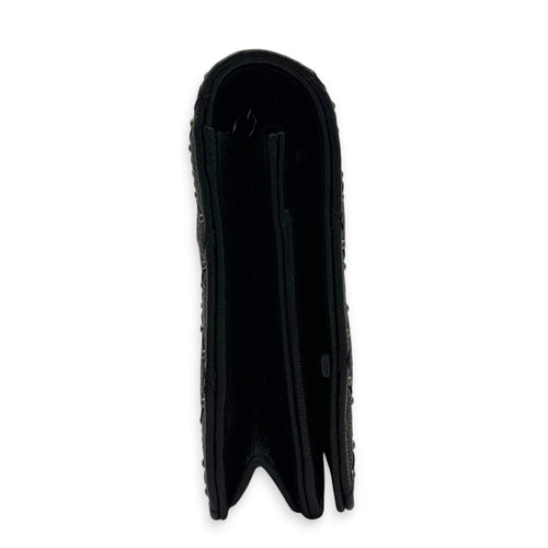 CC Studs Wallet On Chain Black in Calfskin, Silver hardware