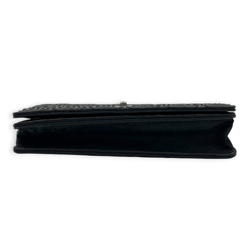 CC Studs Wallet On Chain Black in Calfskin, Silver hardware