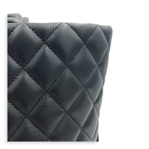 Cambon Black Tote Bag in Calfskin, Silver hardware
