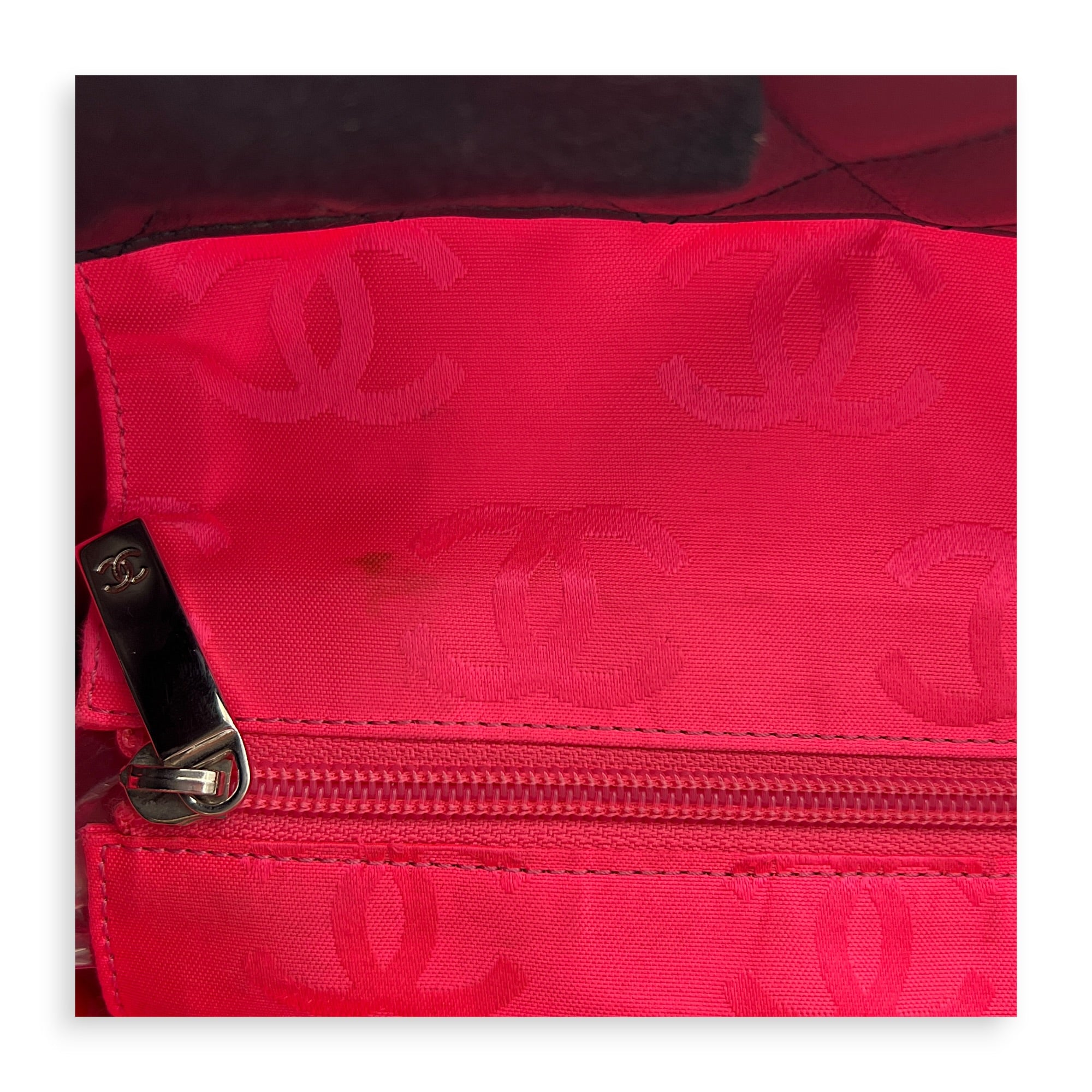 Cambon Black Tote Bag in Calfskin, Silver hardware