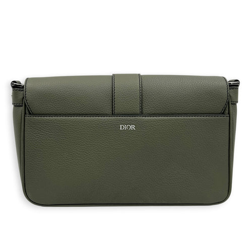 Hit The Road Messenger Green in Calfskin, Silver hardware