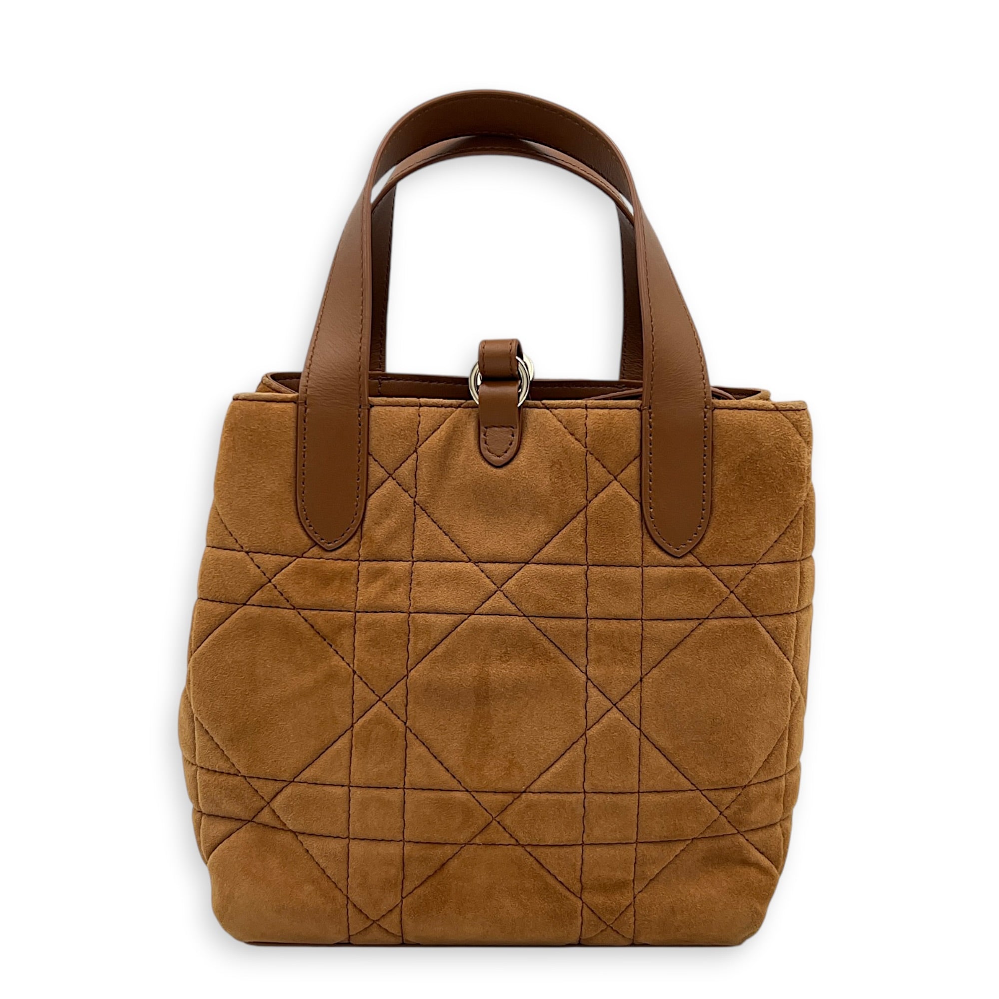 Toujours Tote Bag Vertical Brown in Suede Leather, Gold hardware