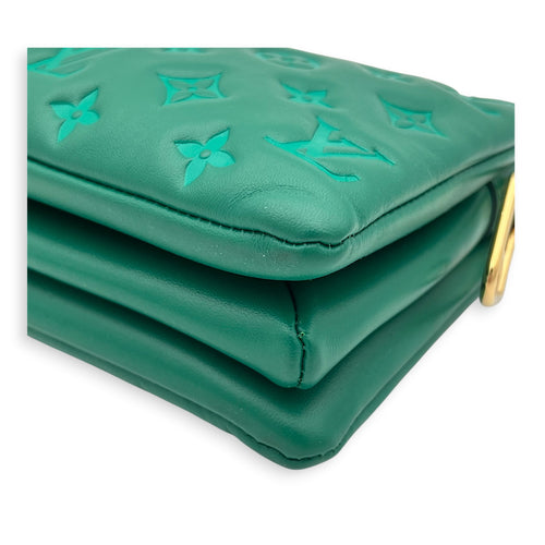 Coussin Shoulder Bag BB Green in Lambskin, Gold hardware