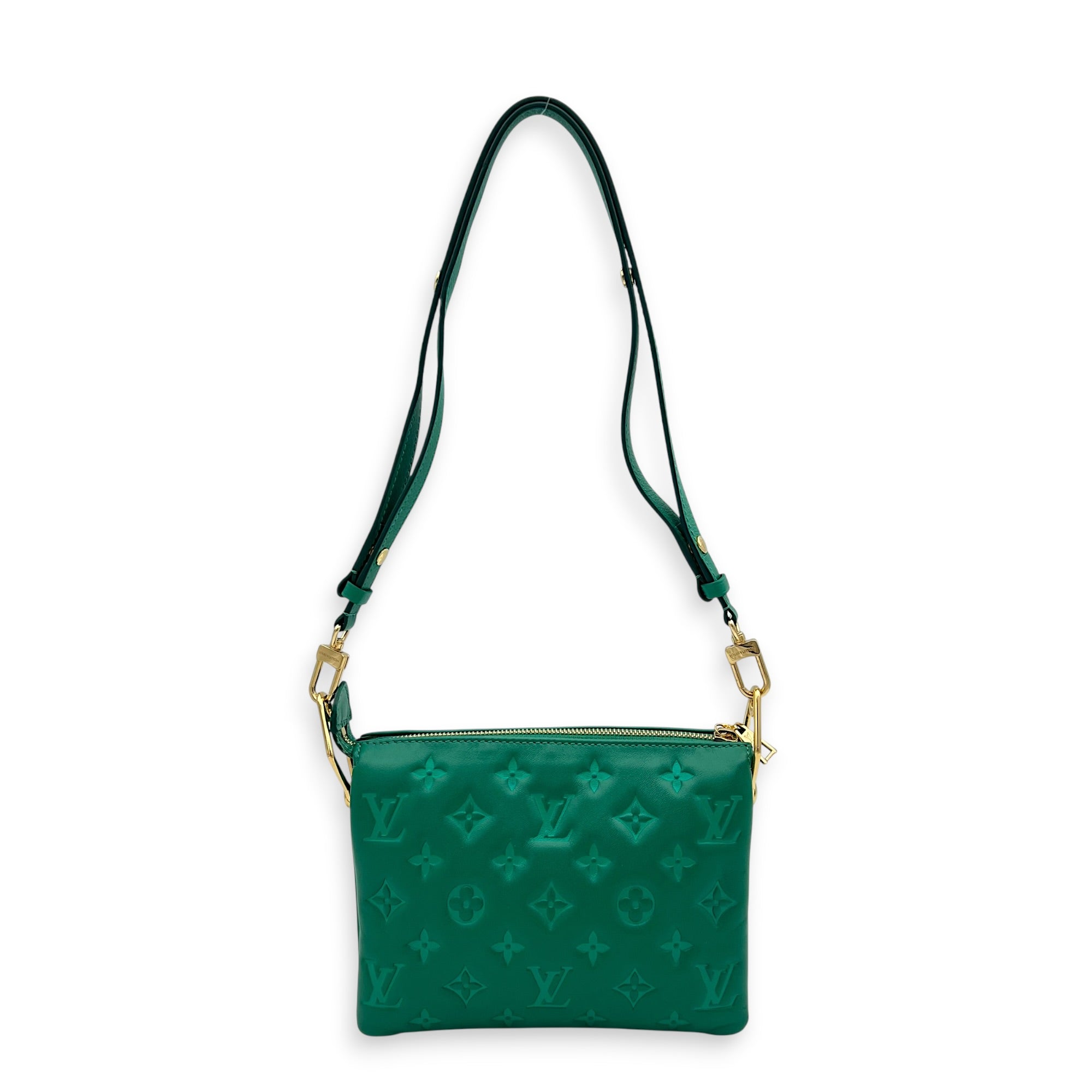 Coussin Shoulder Bag BB Green in Lambskin, Gold hardware