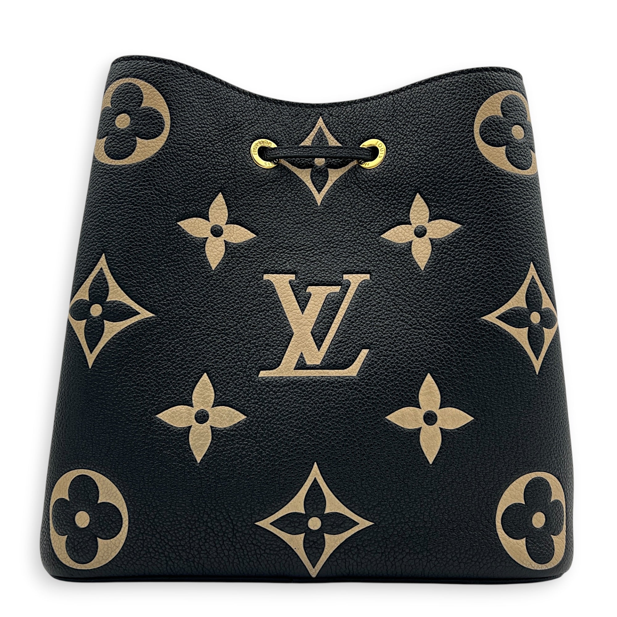 NeoNoe Shoulder Bag MM Black in Monogram Empreinte Leather, Gold hardware