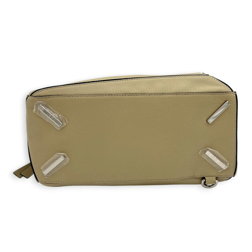 Puzzle Shoulder Bag Medium Beige in Calfskin, Silver hardware