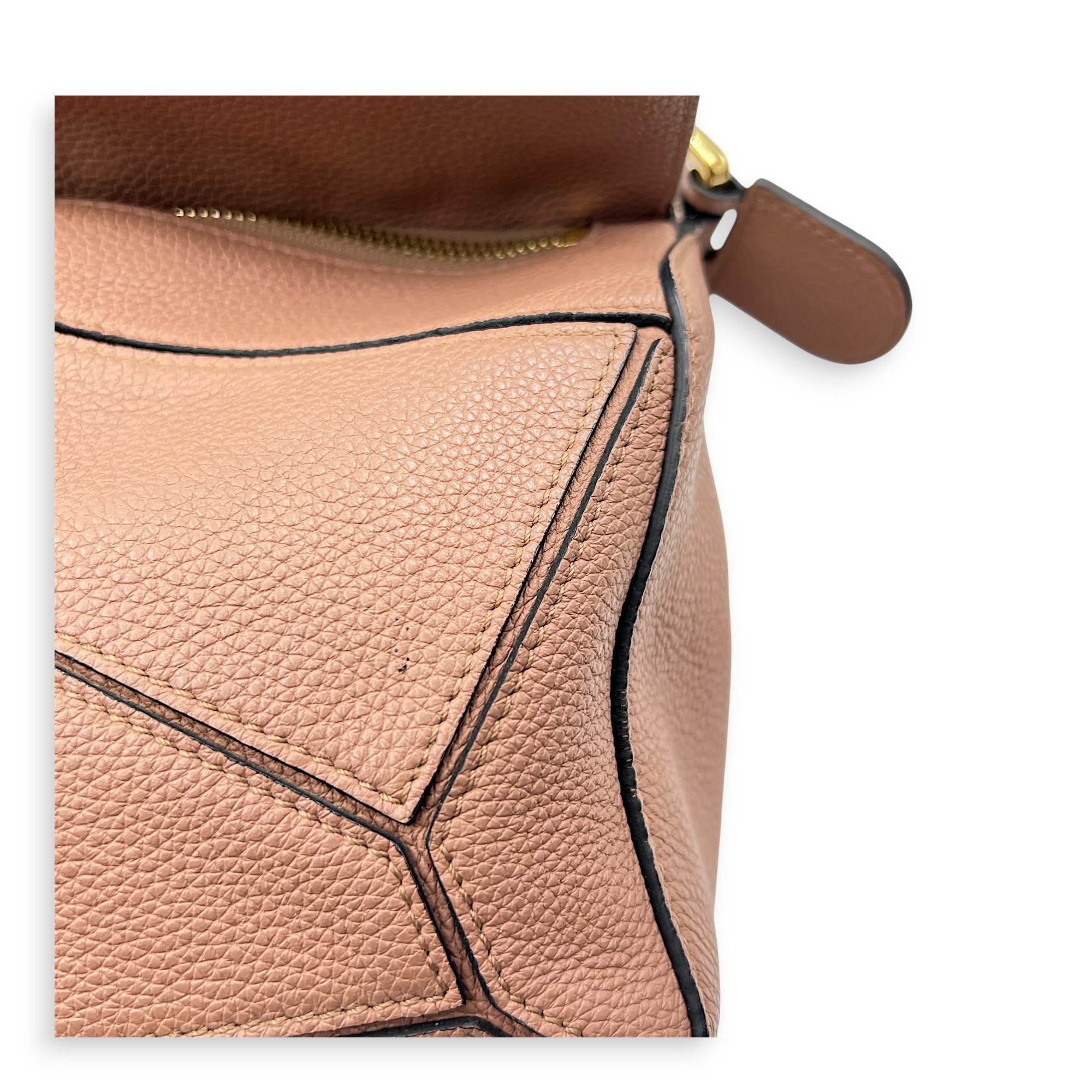 Puzzle Shoulder Bag Small Pink in Calfskin, Gold hardware