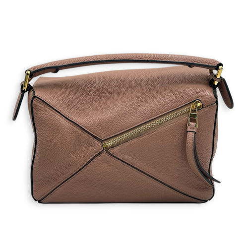 Puzzle Shoulder Bag Small Pink in Calfskin, Gold hardware