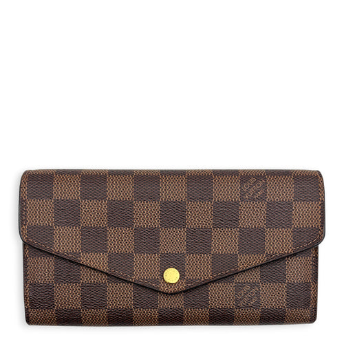Sarah Wallet Damier Ebene in Coated Canvas, Gold hardware