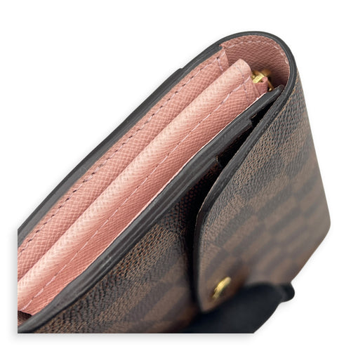 Sarah Wallet Damier Ebene in Coated Canvas, Gold hardware