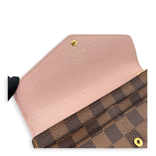 Sarah Wallet Damier Ebene in Coated Canvas, Gold hardware
