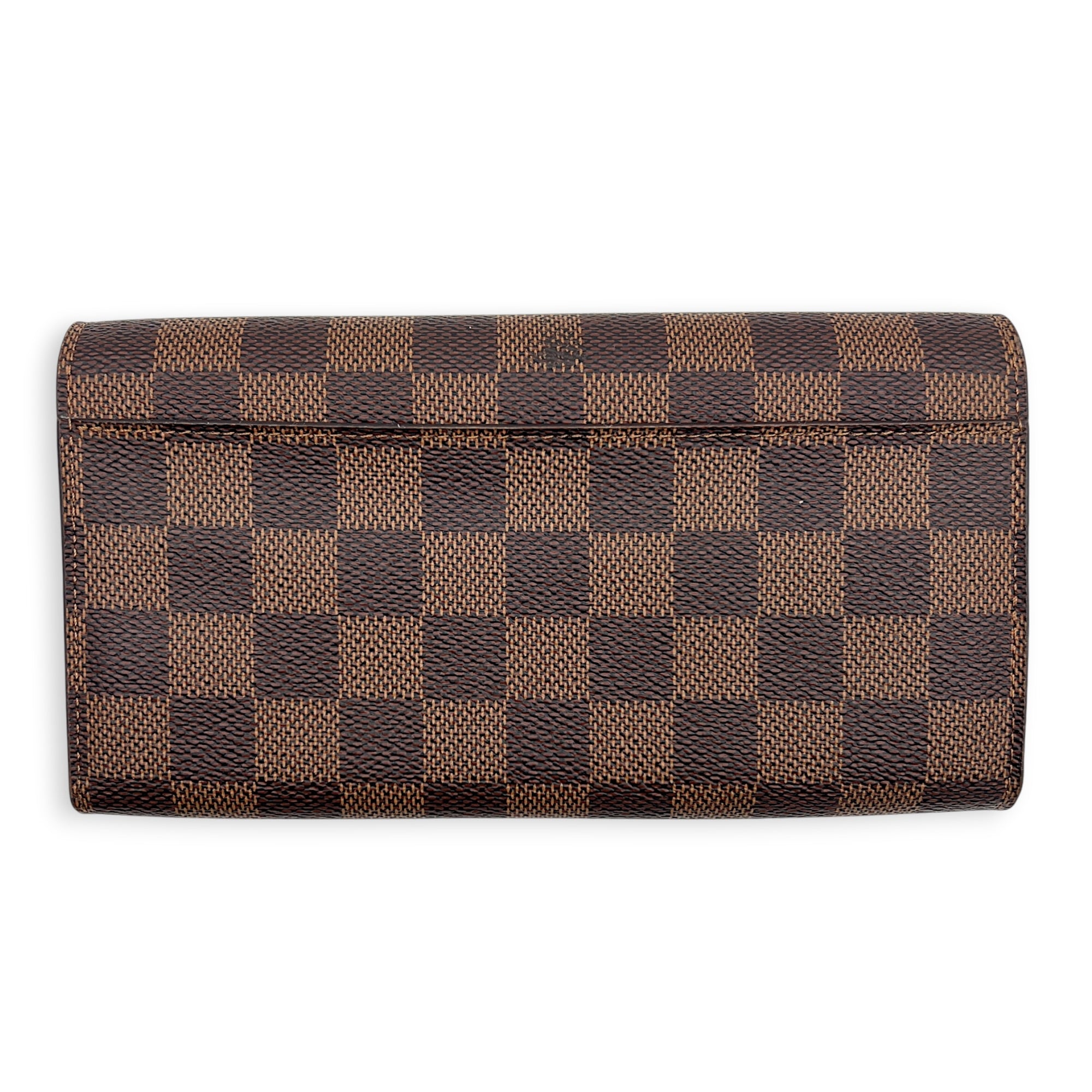 Sarah Wallet Damier Ebene in Coated Canvas, Gold hardware