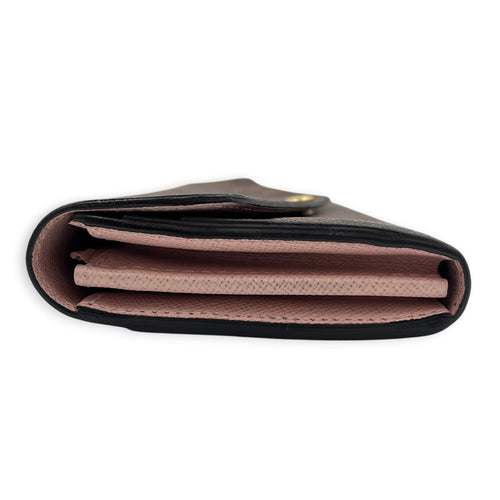 Sarah Wallet Damier Ebene in Coated Canvas, Gold hardware