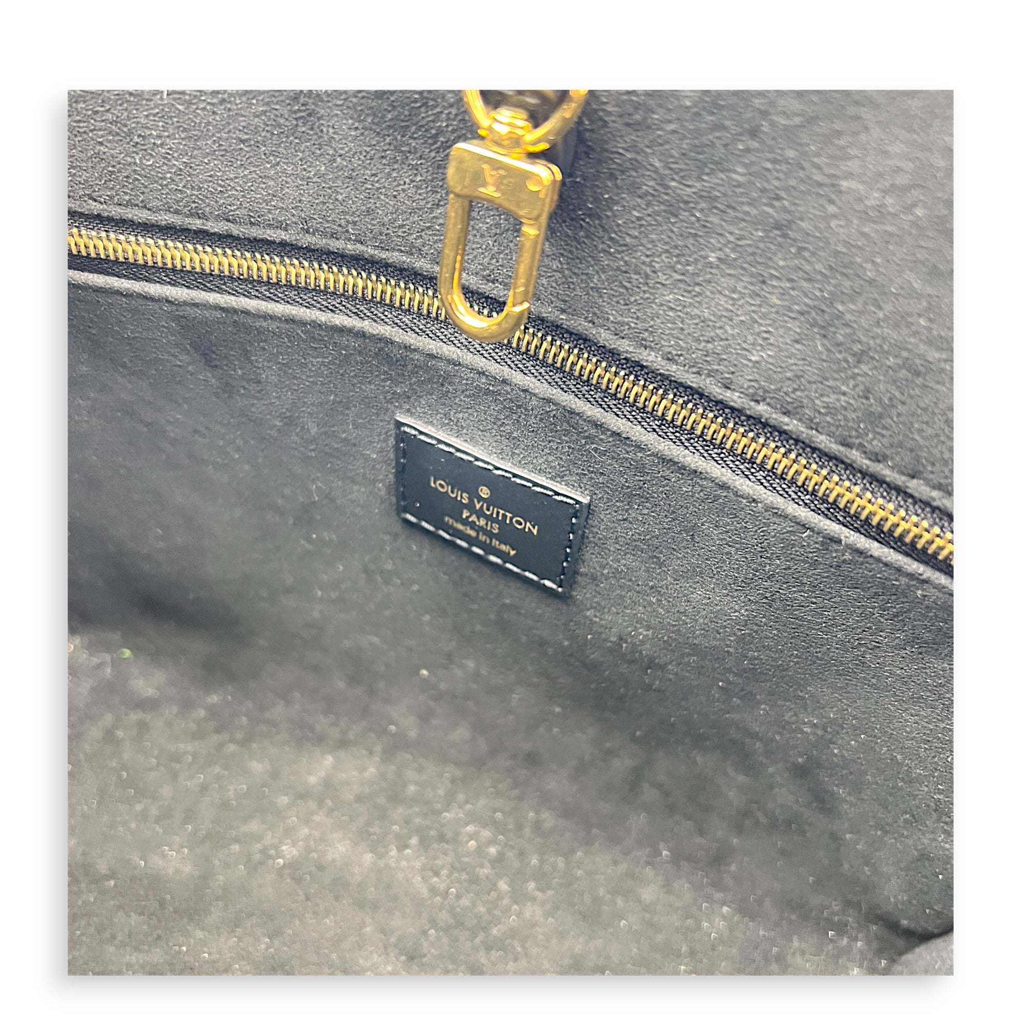 OnTheGo Top Handle Bag PM Black in Empreinte Leather