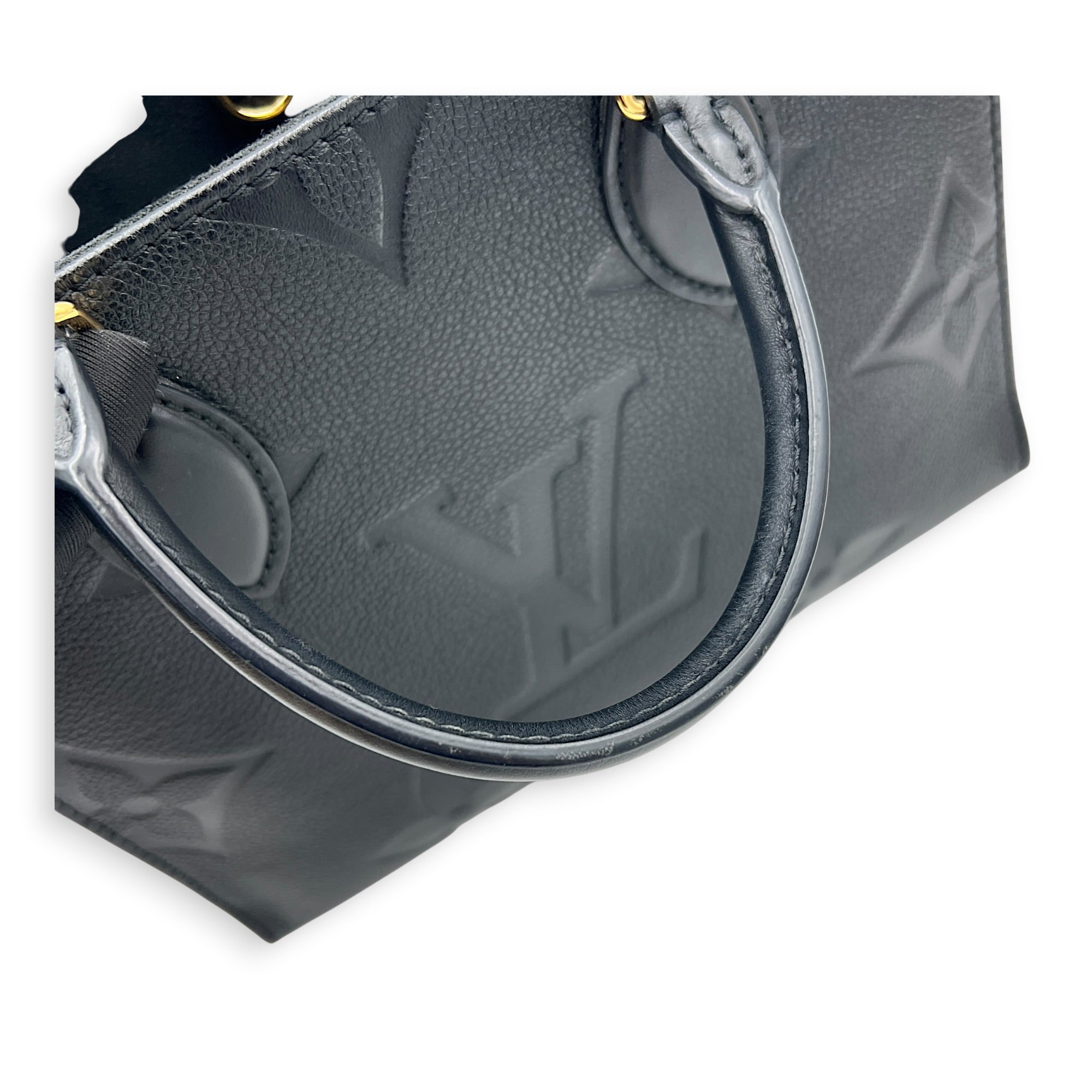 OnTheGo Top Handle Bag PM Black in Empreinte Leather