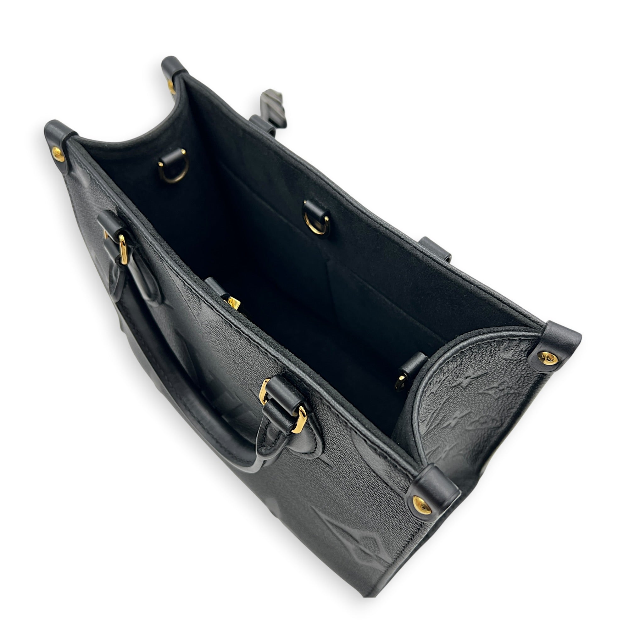 OnTheGo Top Handle Bag PM Black in Empreinte Leather