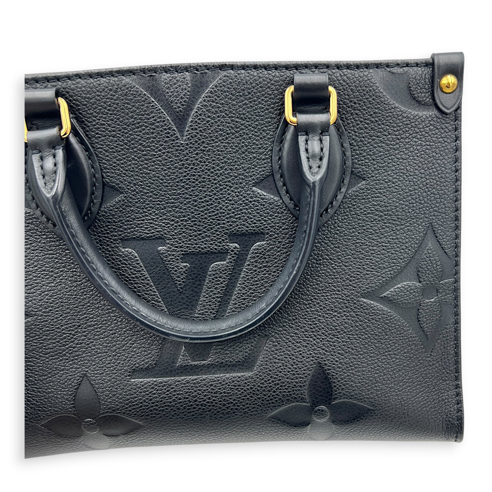 OnTheGo Top Handle Bag PM Black in Empreinte Leather