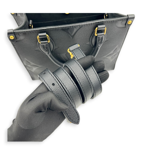 OnTheGo Top Handle Bag PM Black in Empreinte Leather