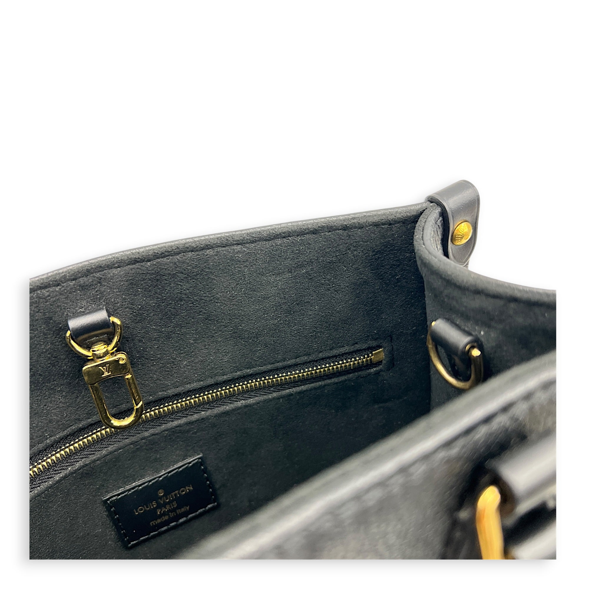 OnTheGo Top Handle Bag PM Black in Empreinte Leather