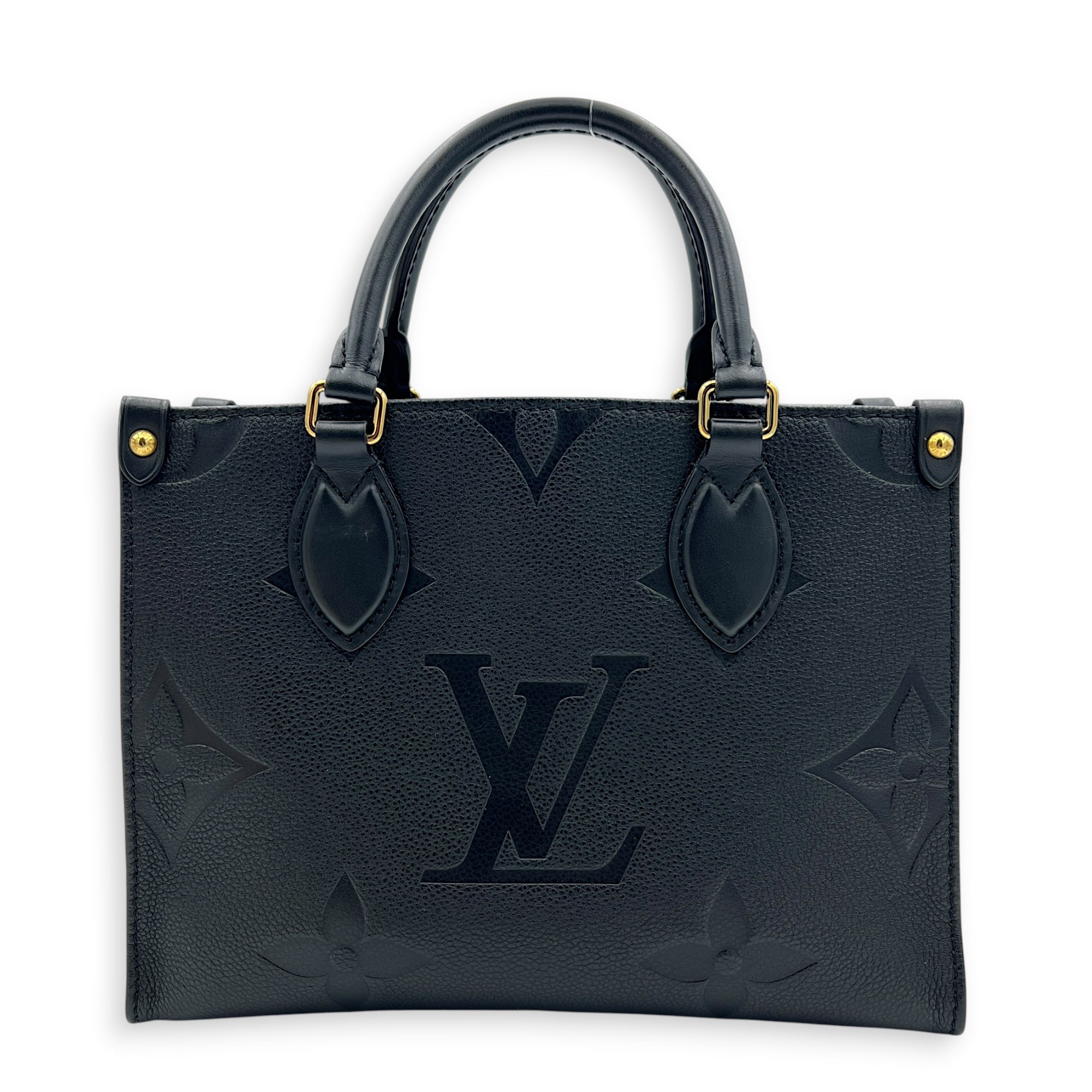 OnTheGo Top Handle Bag PM Black in Empreinte Leather