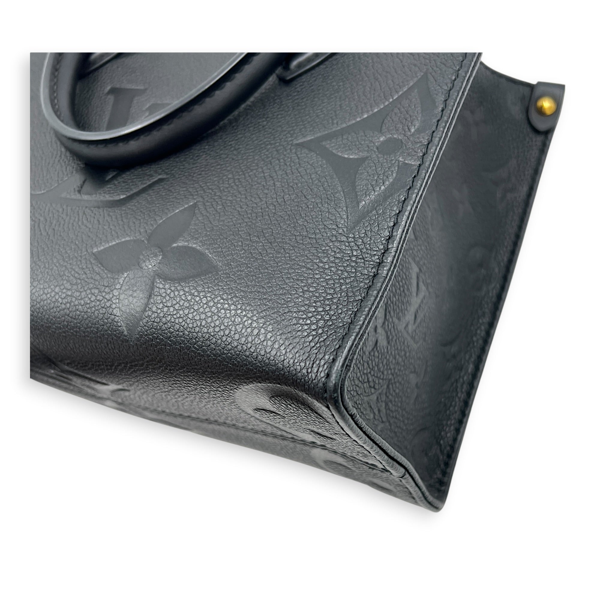 OnTheGo Top Handle Bag PM Black in Empreinte Leather