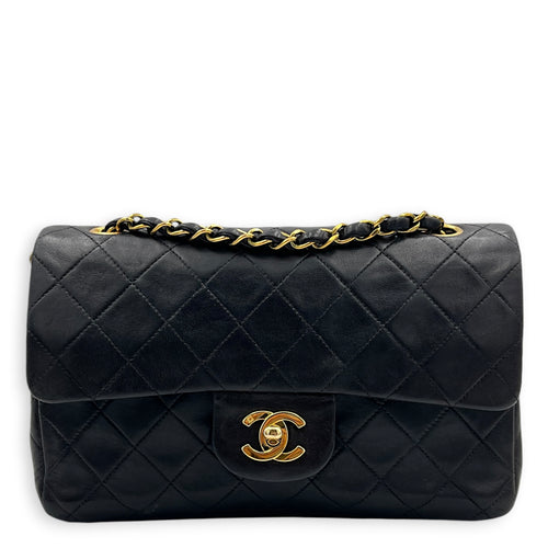 Classic Double Flap Shoulder Bag Small Vintage Brown in Lambskin, Gold hardware