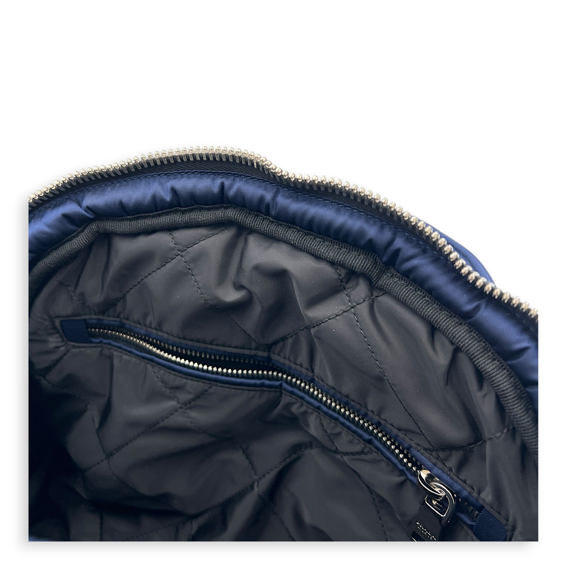 Re-Nylon Top Handle Bag Bluette in Re-Nylon, Silver hardware