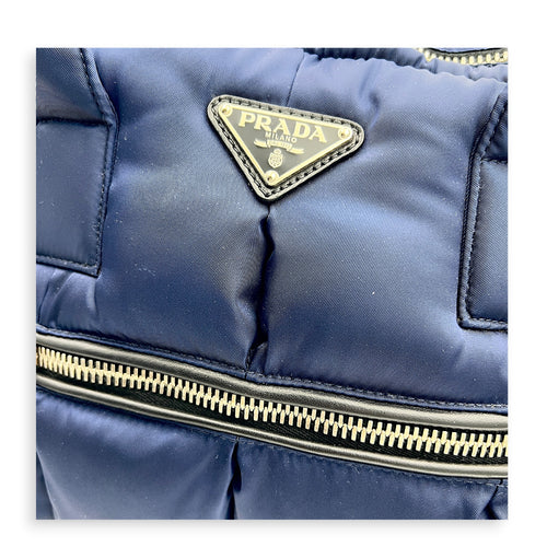 Re-Nylon Top Handle Bag Bluette in Re-Nylon, Silver hardware