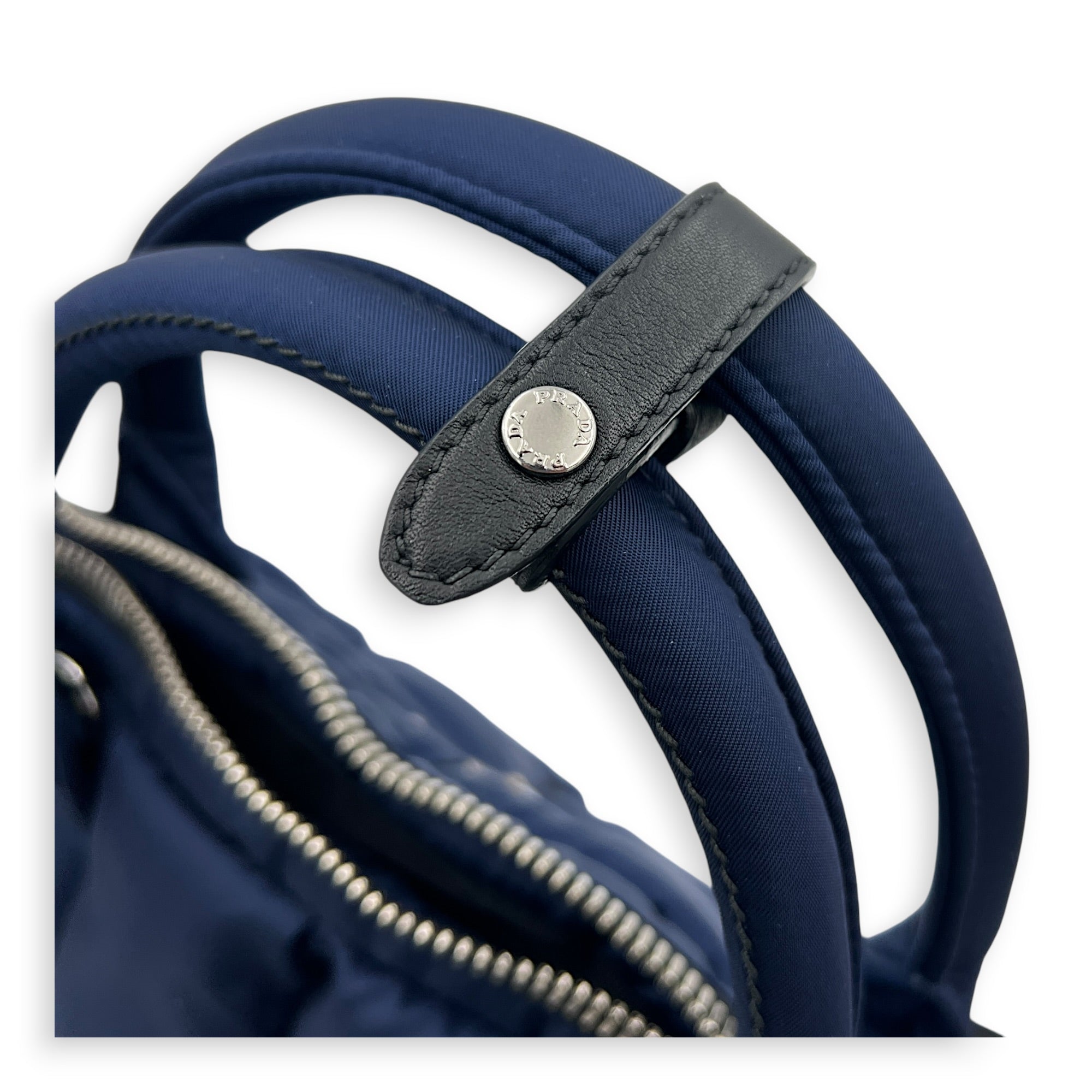 Re-Nylon Top Handle Bag Bluette in Re-Nylon, Silver hardware