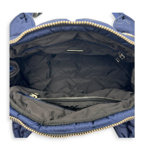 Re-Nylon Top Handle Bag Bluette in Re-Nylon, Silver hardware