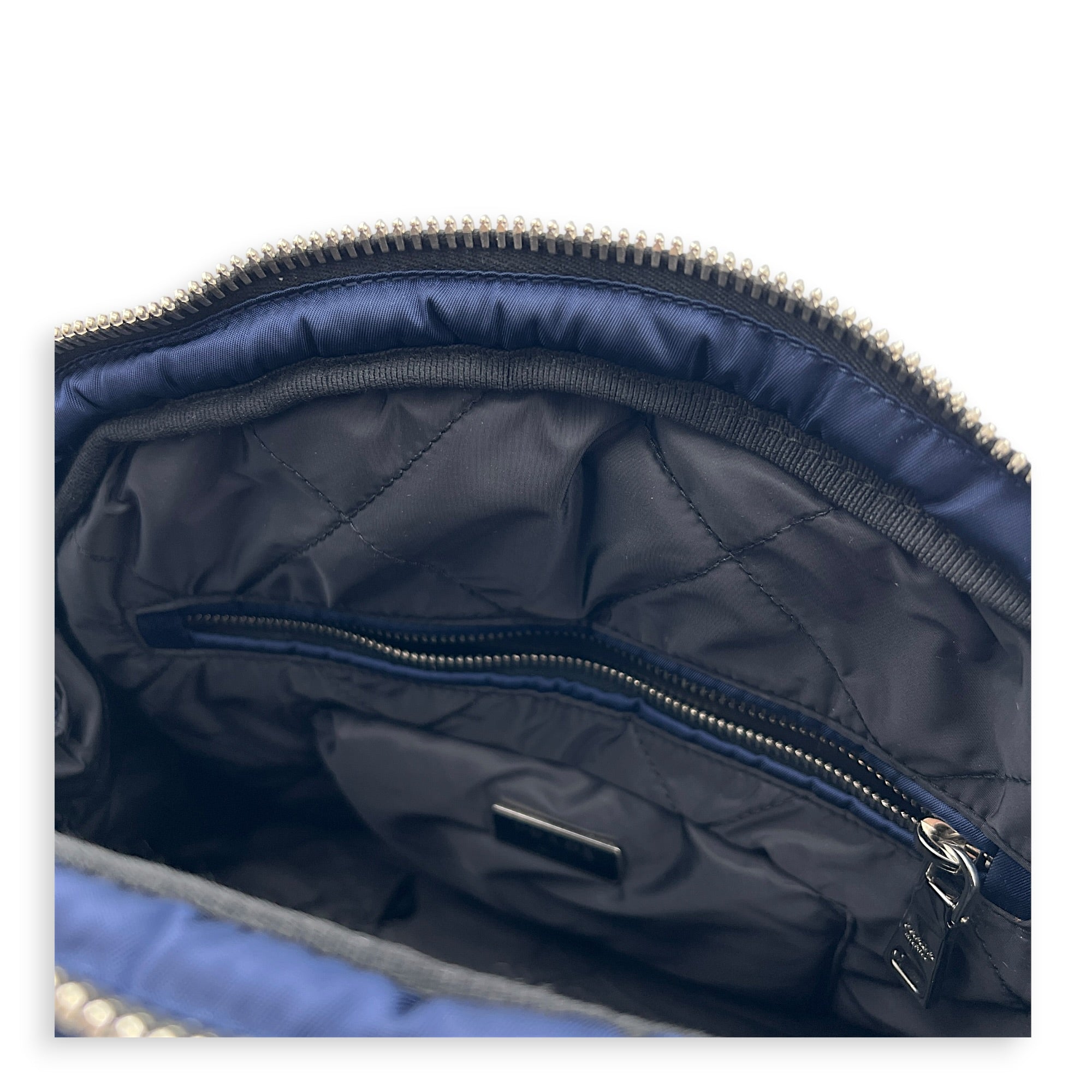 Re-Nylon Top Handle Bag Bluette in Re-Nylon, Silver hardware