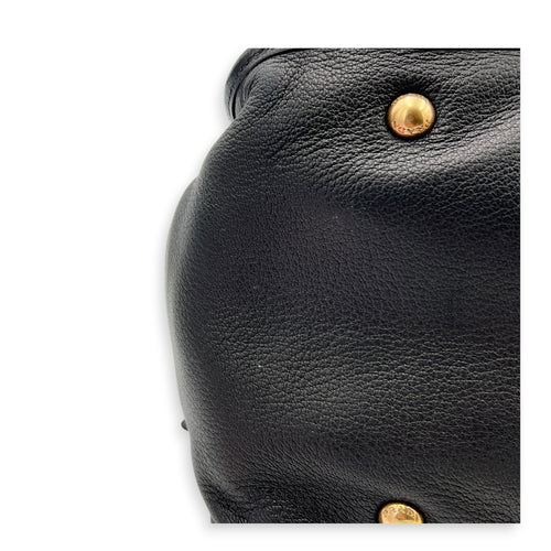 Prada tote Top Handle Bag Nero in Calfskin, Gold hardware