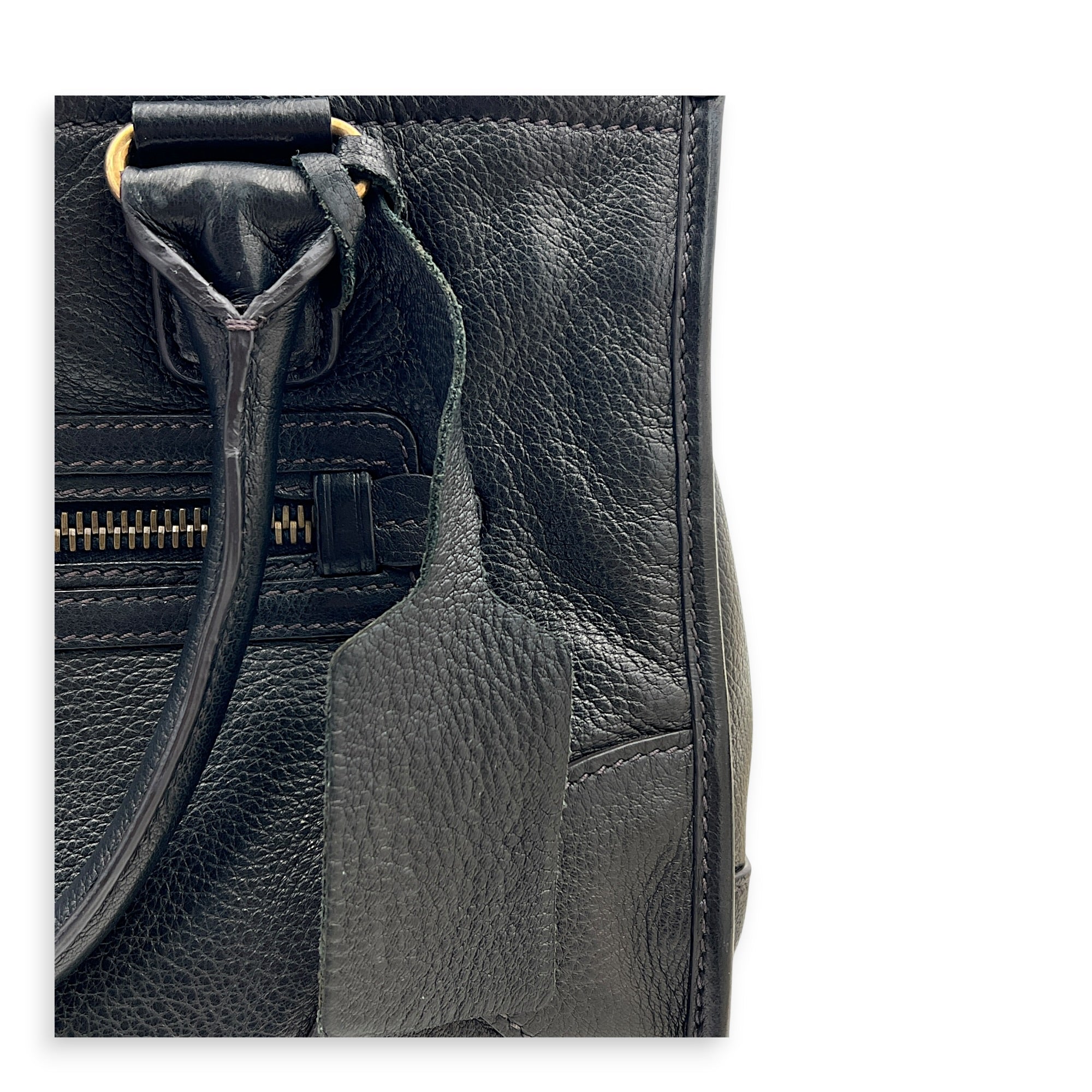 Prada tote Top Handle Bag Nero in Calfskin, Gold hardware