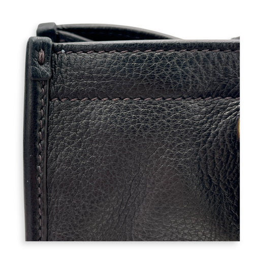 Prada tote Top Handle Bag Nero in Calfskin, Gold hardware