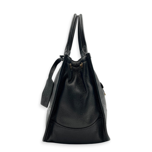 Prada tote Top Handle Bag Nero in Calfskin, Gold hardware