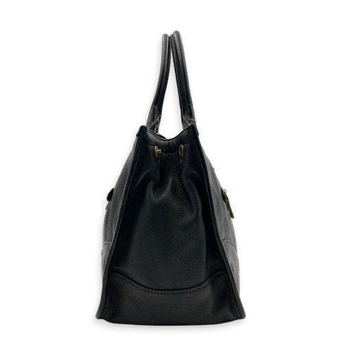 Prada tote Top Handle Bag Nero in Calfskin, Gold hardware