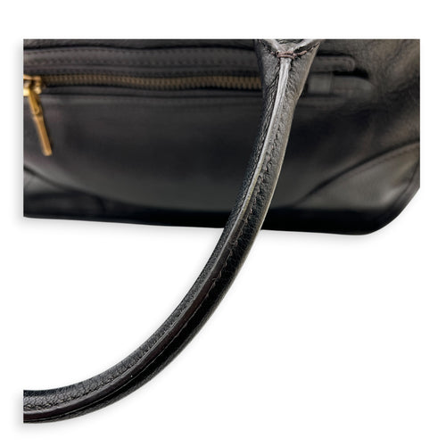 Prada tote Top Handle Bag Nero in Calfskin, Gold hardware