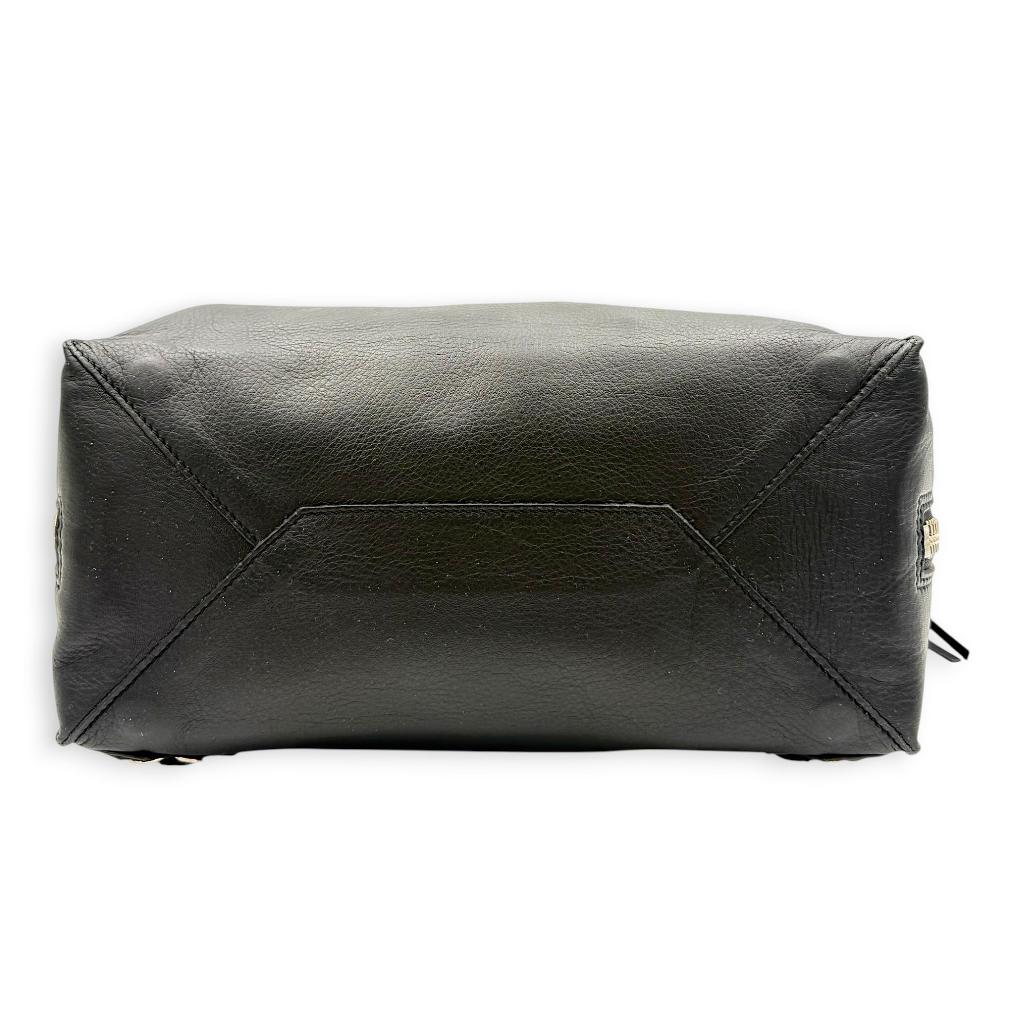 Papier Top Handle Bag Noir in Lambskin, Silver hardware