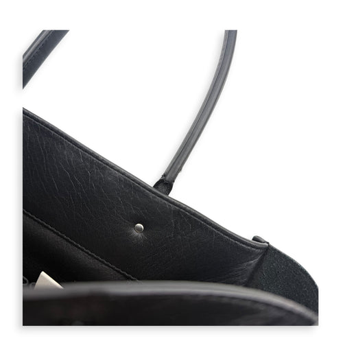 Papier Top Handle Bag Noir in Lambskin, Silver hardware
